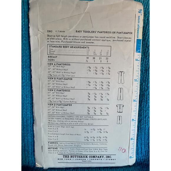 Butterick 5363 pattern toddlers jumpsuit romper sz 3 - Picture 3 of 5